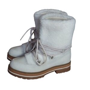 Esprit Elaine Winter White Faux Fur Platform Lace-up Boots